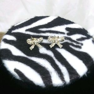 Costume Silver Bow Earrings